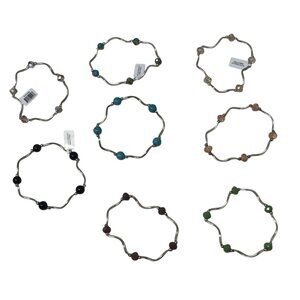''My Fun Colors'' Women's Silver Tone Multi-Colored Bead Bracelets (8)